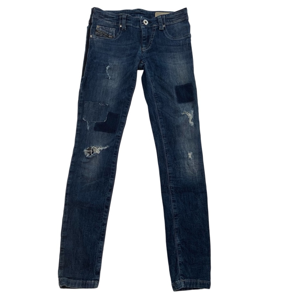 Diesel jeans Seepdjegg super slim jogging kids girl  blue stretch patched size10